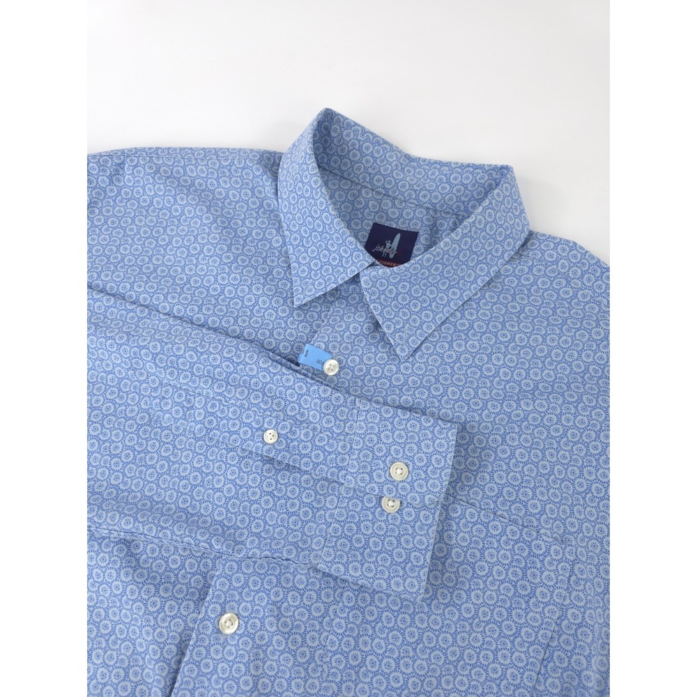 Johnnie-O Men's XL Prep-Formance Button-Down Shirt Stretch Blue Geometric